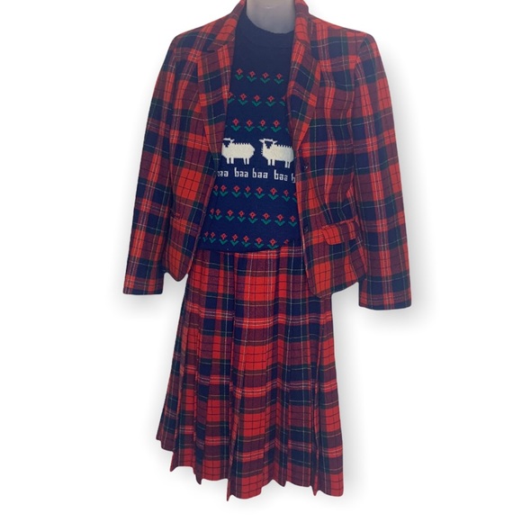 Vintage Mac Pherson Scottish Tartan Virgin Wool Pendleton Skirt Set w/Tags Sz S
